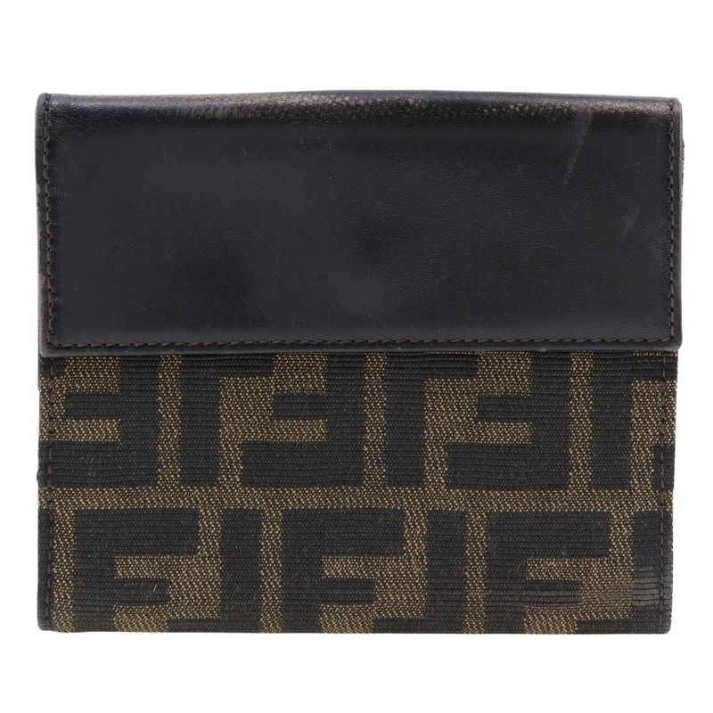 Fendi Zucca Canvas And Leather Women's Bifold Wallet