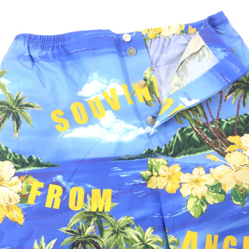 Gucci 22AW 672698 100% Cotton Button Fly Half Pants Aloha Shorts Blue 46 Made