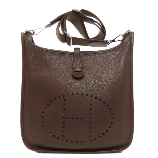 Hermes Evelyn 3 Chocolat Silver Hardware Shoulder Bag Taurillon Women