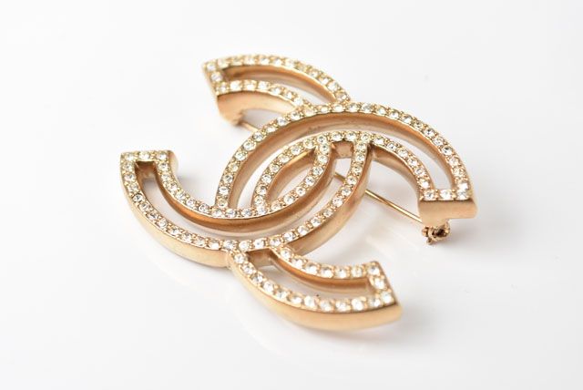 Chanel Brooch Pin Brooch Coco Mark Rhinestone Gold