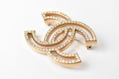 Chanel Brooch Pin Brooch Coco Mark Rhinestone Gold