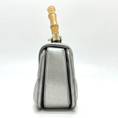 Gucci Handbag New Bamboo 254884 Leather Silver