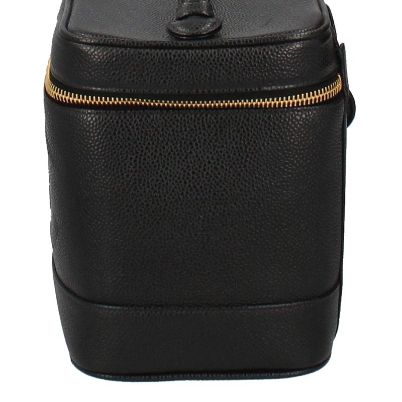 Chanel Vanity Bag A01998 Caviar Skin Ladies Handbag Black Excellent Condition