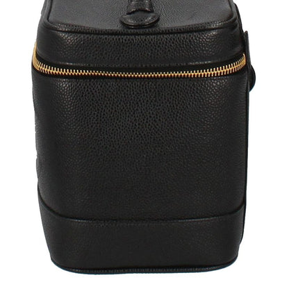 Chanel Vanity Bag A01998 Caviar Skin Ladies Handbag Black Excellent Condition