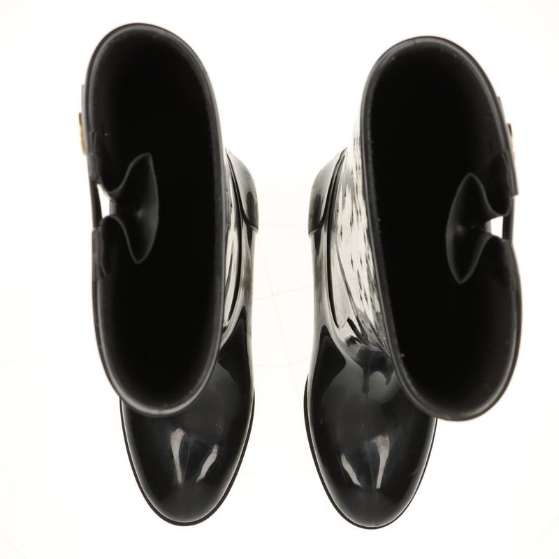 Louis Vuitton Monogram Drops Line Rubber Long Boots Women's 36 Black Made In