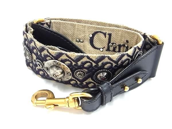 DIOR Trotter Embroidery Canvas Shoulder Strap For Bags Shoulder Strap In Navy