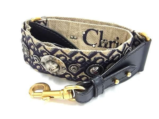 DIOR Trotter Embroidery Canvas Shoulder Strap For Bags Shoulder Strap In Navy