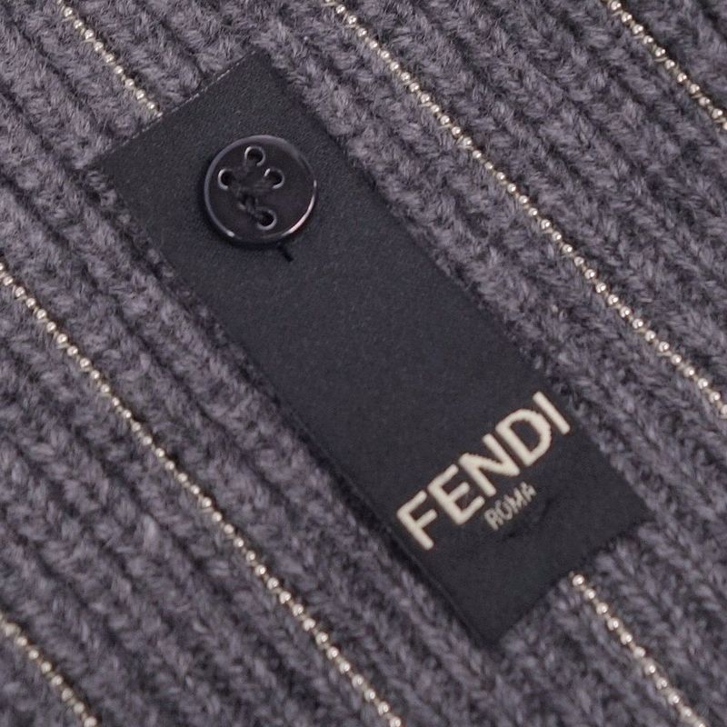 Fendi Knit Long Cardigan With Ball Chain