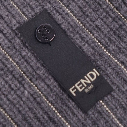 Fendi Knit Long Cardigan With Ball Chain
