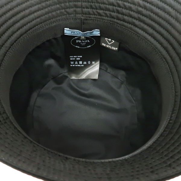 Prada Bucket Hat 1hc137 2DMI Bucket Hat Re-nylon Nylon M Size Triangle Plate
