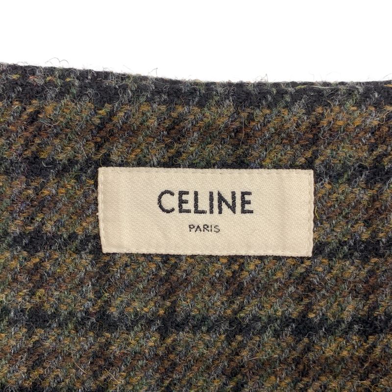 Celine - Wool Check Pleated Long Skirt - 38 - Multicolor - Women