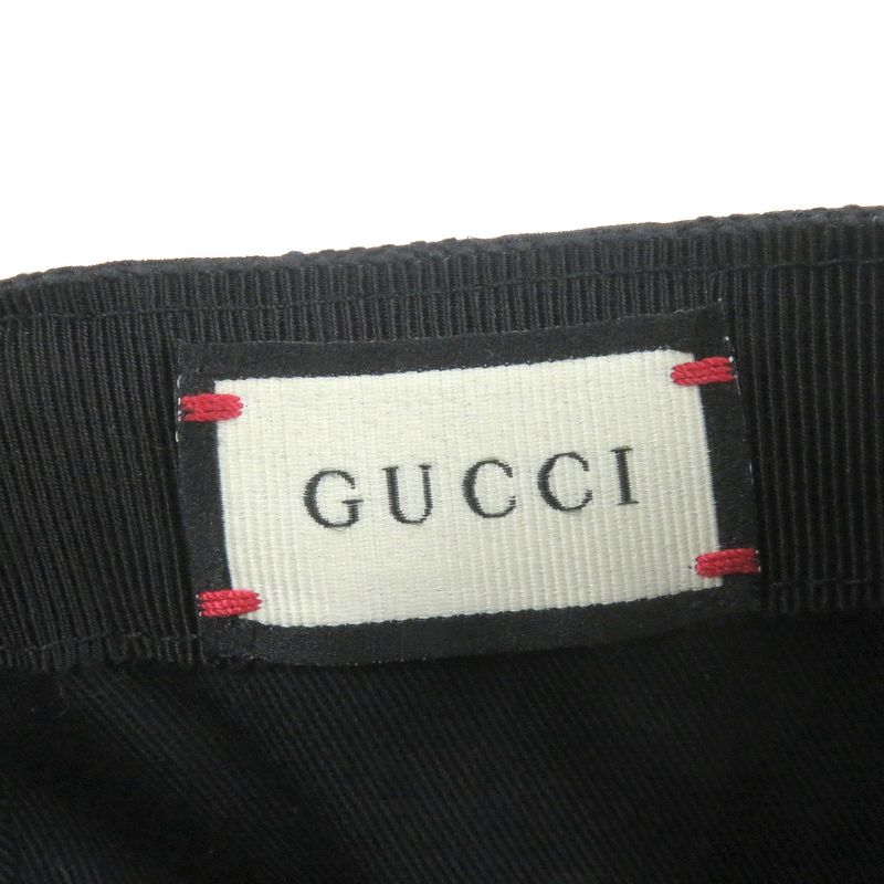 Gucci 200035 GG Canvas Webline Baseball Cap Hat Black Xl/60cm (23.62in) Made In