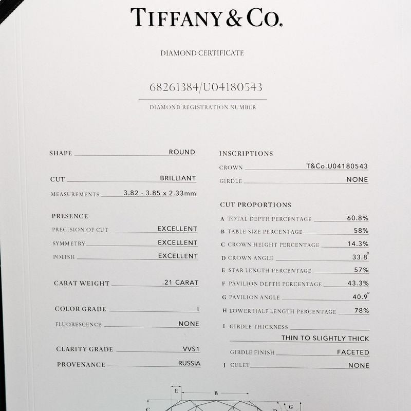 Tiffany & Co Harmony 0.21ct Vvs1/i/3ex Pt950platinum × Diamond #8 Ladies 3.18g