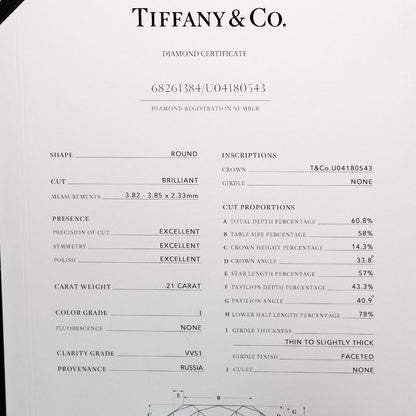 Tiffany & Co Harmony 0.21ct Vvs1/i/3ex Pt950platinum × Diamond #8 Ladies 3.18g