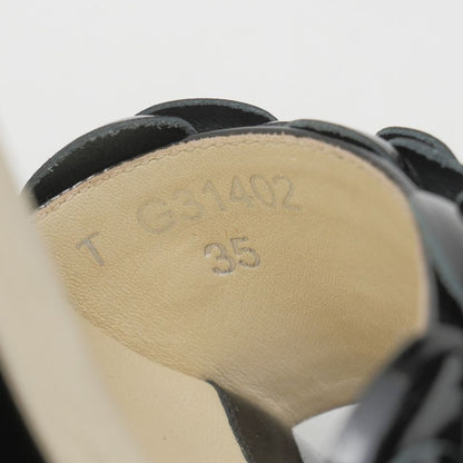 Chanel Sandals Size 35 Camellia CC Logo Coco Mark Patent Enamel Leather Ankle