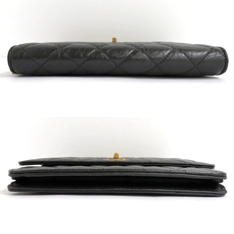 Chanel Matelasse 2.55 Chain Wallet Aged Calfskin Antique Gold Hardware