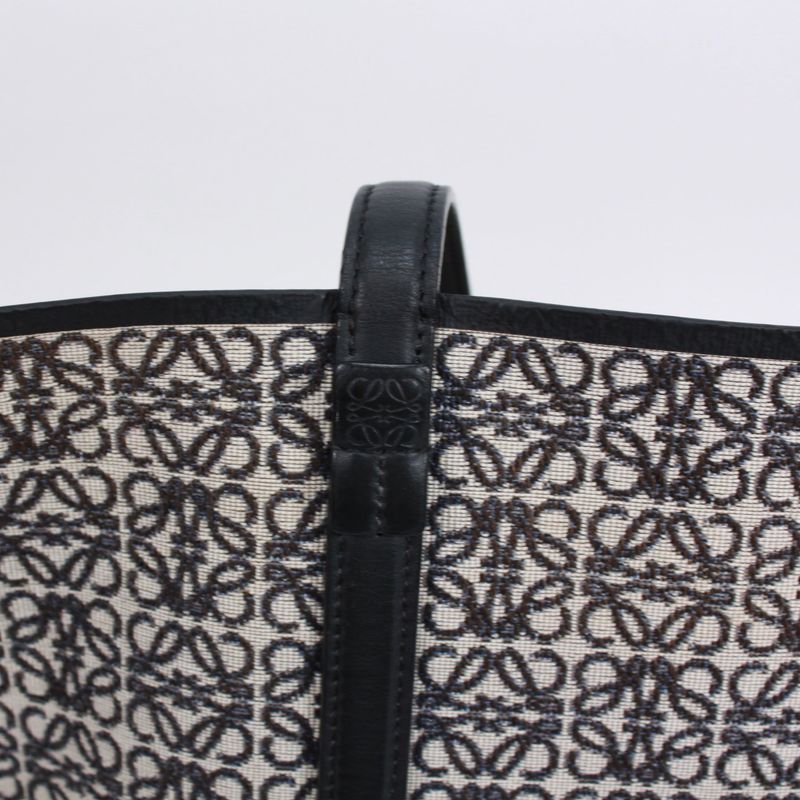 Loewe Leather X Canvas Navy X Black Tote Bag Silver B533z73x08