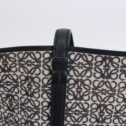 Loewe Leather X Canvas Navy X Black Tote Bag Silver B533z73x08