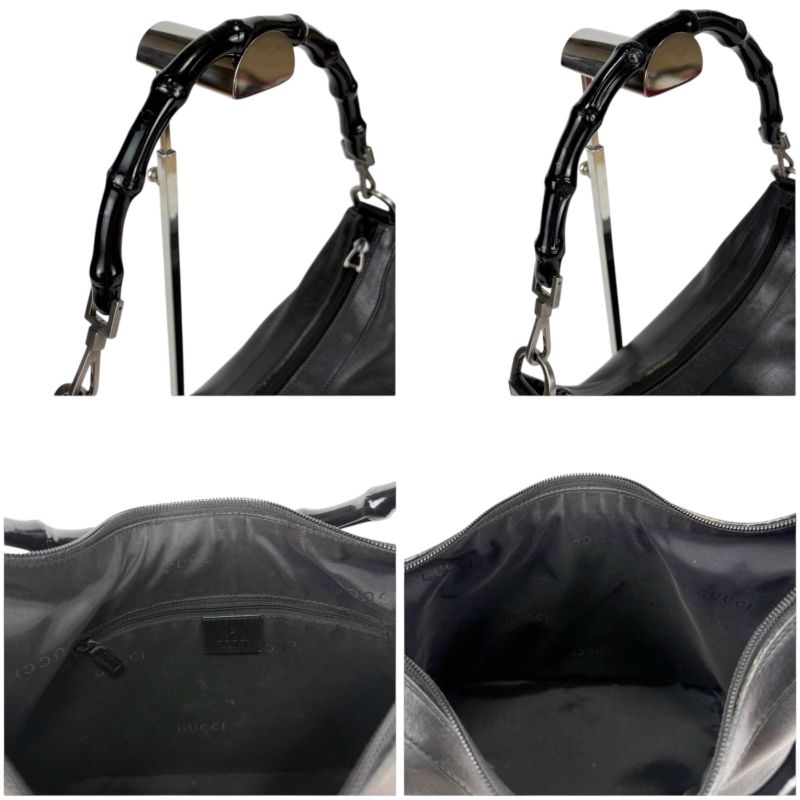Gucci Bamboo One Shoulder Bag Black Leather Hobo Soho Shoulder