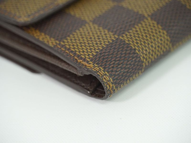 Authentic Louis Vuitton LV Portefeuille Elise Damier Ebène Fold Wallet Brown