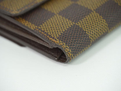 Authentic Louis Vuitton LV Portefeuille Elise Damier Ebène Fold Wallet Brown