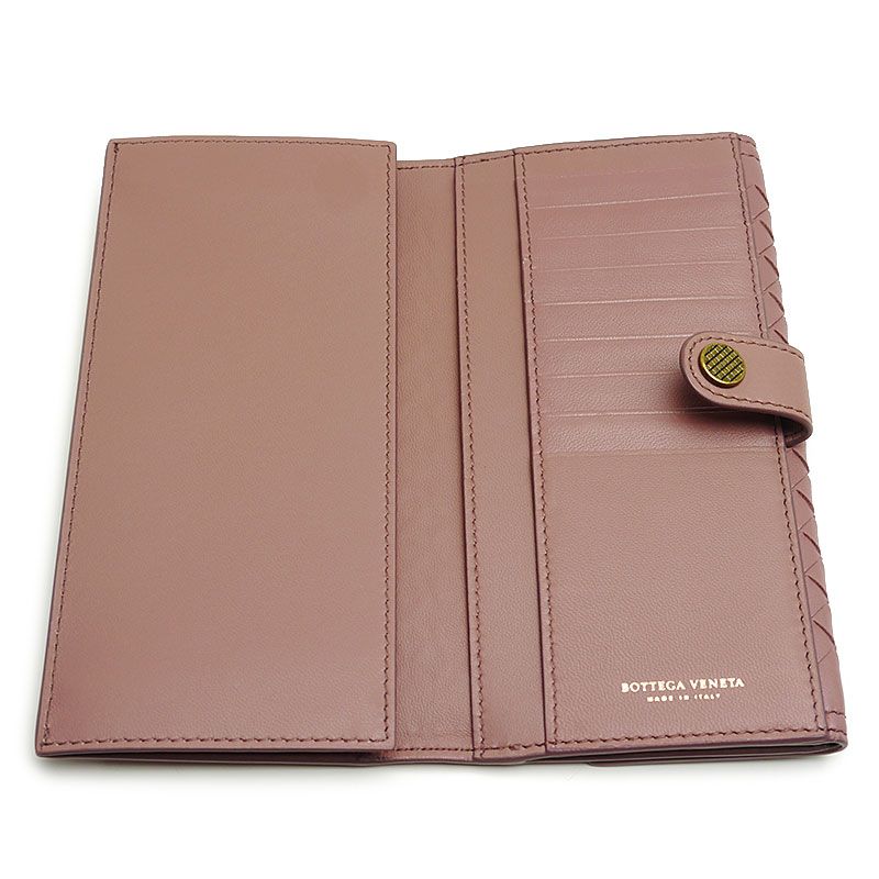 Bottega Veneta Long Wallet Intrecciato Light Brown Butterfly