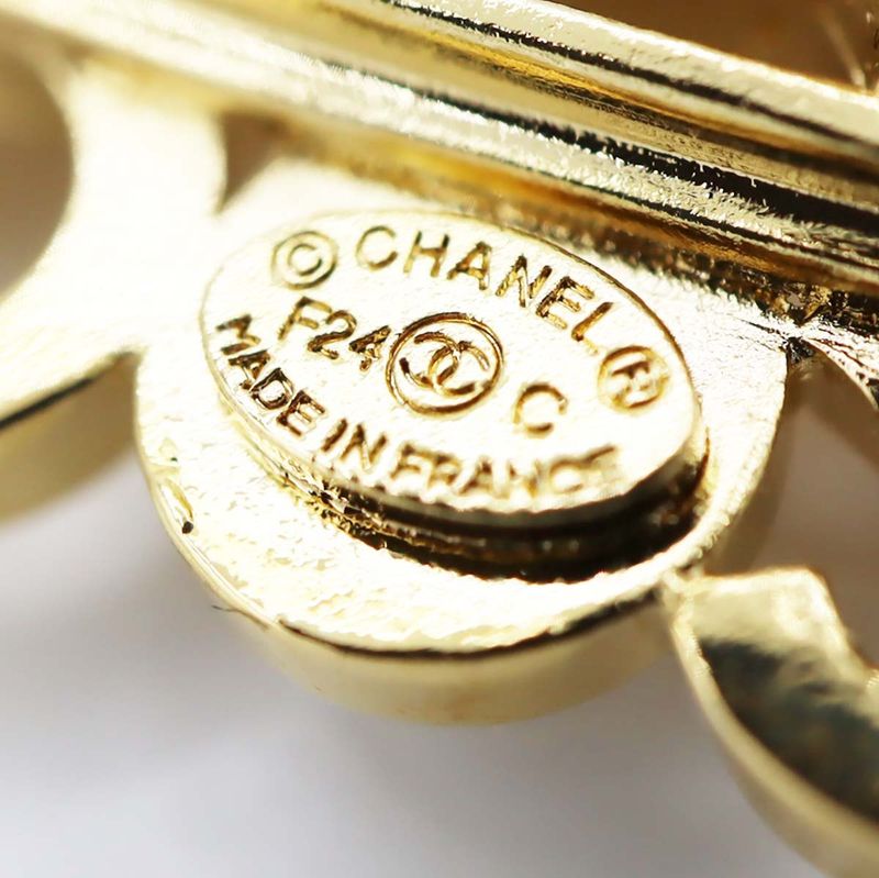 Chanel Roller Skate Brooch F24 COCO Mark Faux Pearl Rhinestone Gold Color H18043