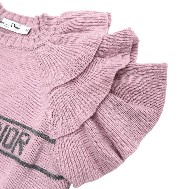 Dior Short Sleeve Knit Ruffles 36 Sizes Pink 344s13bm003 Cashmere