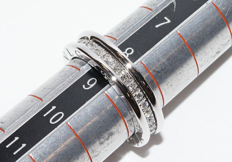 Bulgari Ring 18K White Gold Diamond 045ct Bzero1 Ring XS Full Diamond An850656