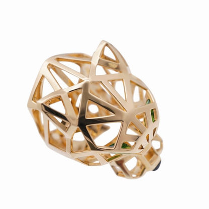 Cartier 18K Yellow Gold/onyx/tsavorite Panther De Ring N4722500 #52 Ring 750