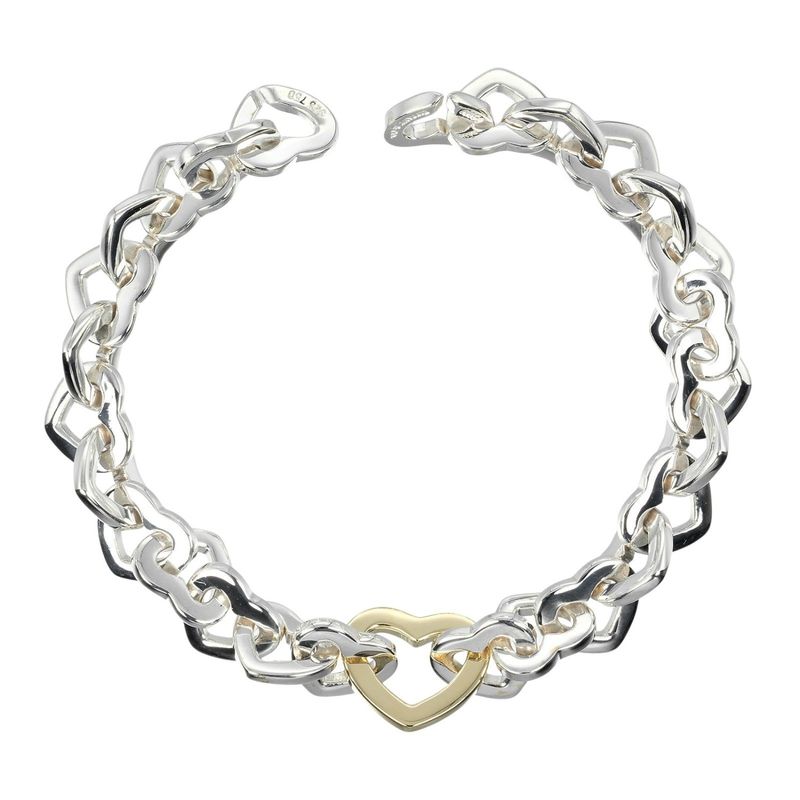 Tiffany & Co Heart Link Approx 16.3cm (6.42in) Around The Wrist 925 Silver X