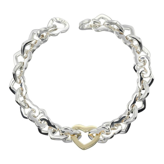 Tiffany & Co Heart Link Approx 16.3cm (6.42in) Around The Wrist 925 Silver X