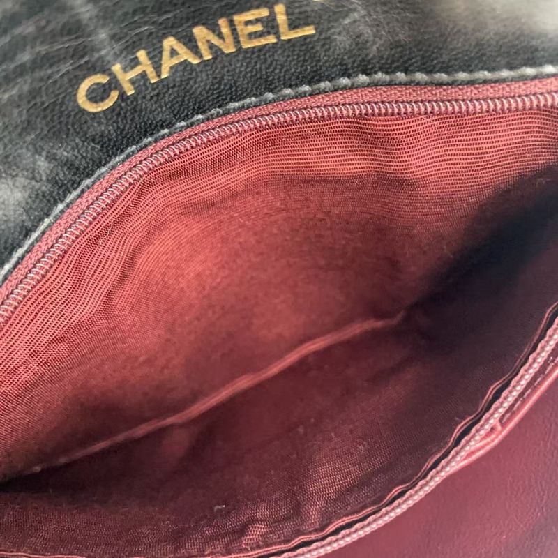 Chanel Full Flap Chain Shoulder Matelasse 1st Lambskin Black Shoulder Bag Gold