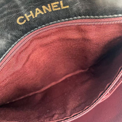 Chanel Full Flap Chain Shoulder Matelasse 1st Lambskin Black Shoulder Bag Gold