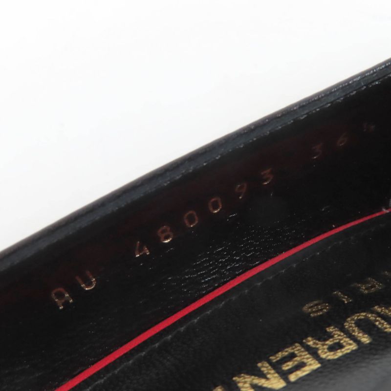 Saint Laurent Paris 480093 Pointed Toe Leather Pumps Black 36.5 Made In Italy