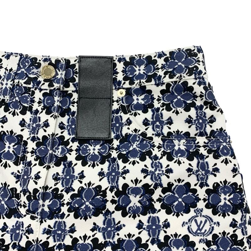 Louis Vuitton Monogram Bottoms Cotton Polyester White Blue Black Flower Shorts