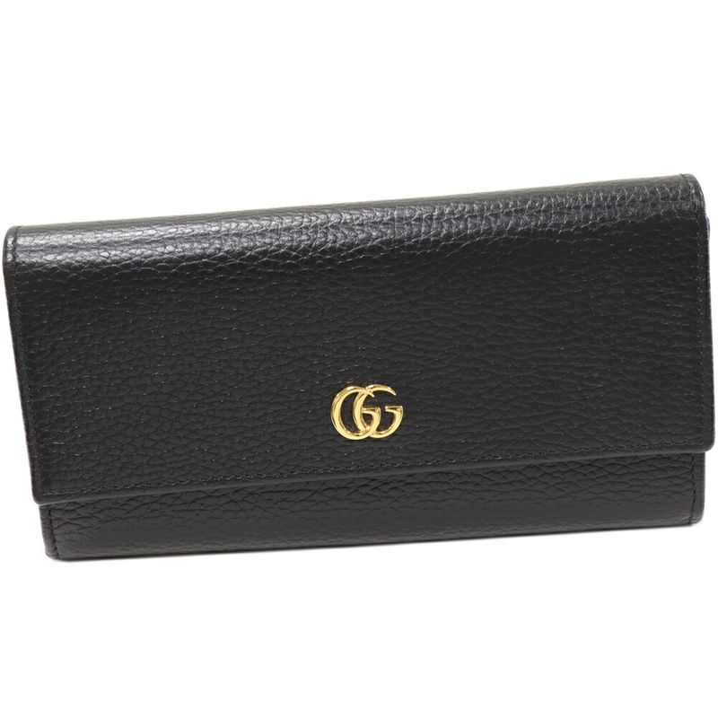 Gucci Long Zipper Wallet With Coin Purse GG Marmont Continental Wallet In Calf