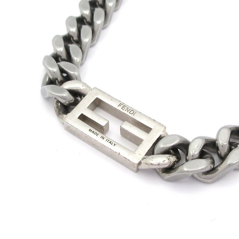Fendi Necklace Baguette Silver Chain