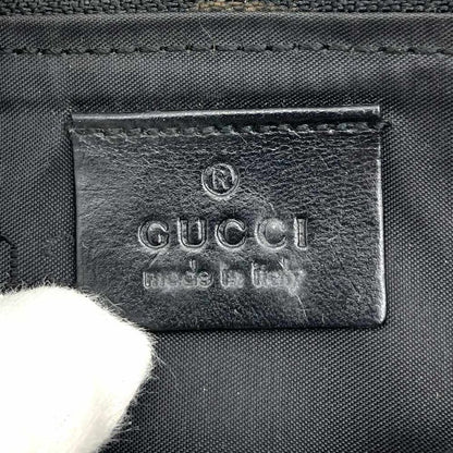 Gucci 039 1103 Handbag Accessory Pouch Black GG Canvas Ladies Men Fashion