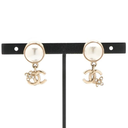 Chanel Earrings Earring Gold Coco Mark Rhinestone