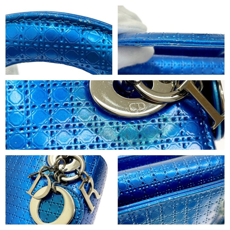 Dior Lady Dior Metallic Shoulder Bag Blue 417064 Shoulder Bag