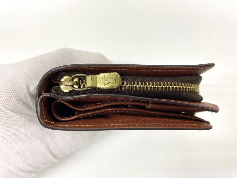 Louis Vuitton Monogram Compact Zip Fold Wallet M61667 Brown Made In France