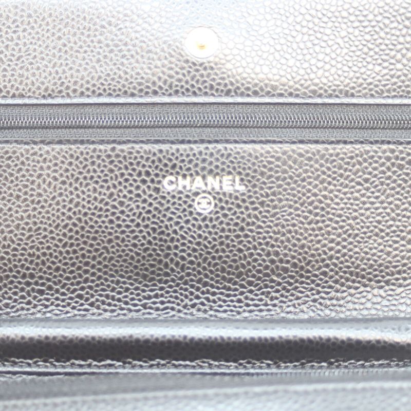Chanel Ap0250 No 27 Black Caviar Ghardware Chain Wallet