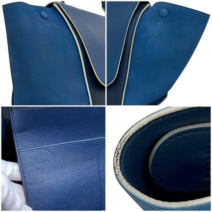 Celine 2 Way Bag Trapeze Blue Navy Excellent Condition Leather Preowned