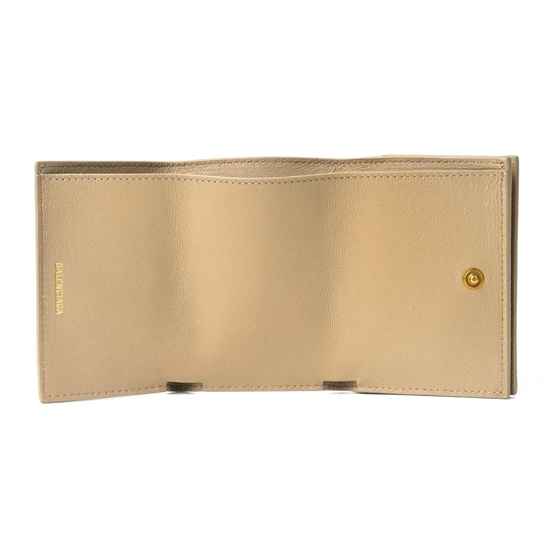 Balenciaga Tri-fold Wallet In Signature Taupe
