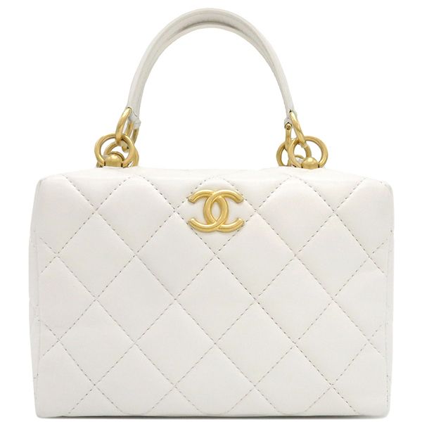 Chanel Shoulder Bag Mini Beauring Bag Lambskin White Gold Hardware Chain