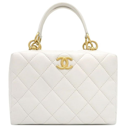 Chanel Shoulder Bag Mini Beauring Bag Lambskin White Gold Hardware Chain