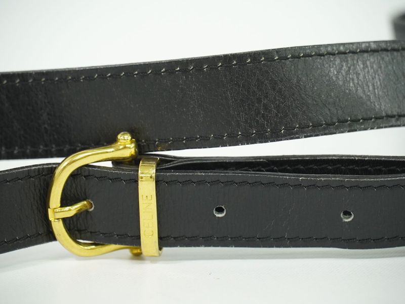 Authentic Celine Leather Shoulder Bag Pochette Black Bag Pre-owned [follow-up