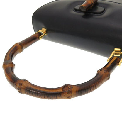 Gucci Bamboo Leather Navy 000 46 0188 2WAY Handbag Bag Navy Blue 0043 Gucci