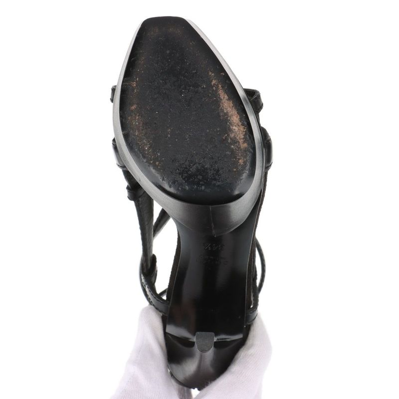 Gucci Leather Sandals Women's 34 1 2 241464 Black Made In Italy